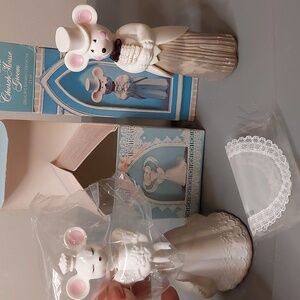 Vintage Avon Church Mouse Bride And Groom Lot With Boxes perfume